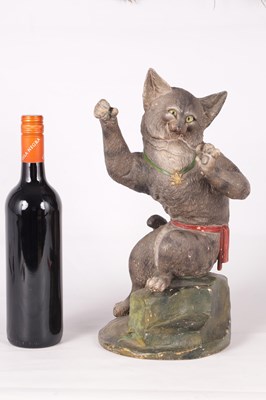 Lot 32 - A LATE 19TH CENTURY FRENCH PAINTED TERRACOTTA FIGURE OF A HUMOROUS CAT