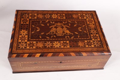 Lot 680 - AN EARLY 19TH CENTURY IRISH KILLARNEY INLAID YEW WOOD BOX