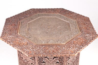 Lot 74 - A FINELY CARVED AND PIERCED OCTAGONAL INDIAN HARDWOOD TABLE
