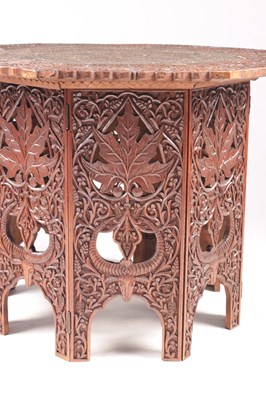 Lot 162 - A FINELY CARVED AND PIERCED OCTAGONAL INDIAN HARDWOOD TABLE