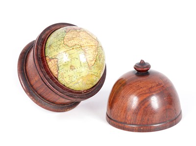 Lot 409 - AN EARLY 19TH CENTURY NEWTON'S NEW & IMPROVED TERRESTRIAL POCKET GLOBE IN ORIGINAL ROSEWOOD CASE