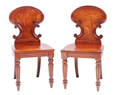 Lot 1133 - A PAIR OF 19TH CENTURY HALL CHAIRS IN THE MANNER OF GILLOWS