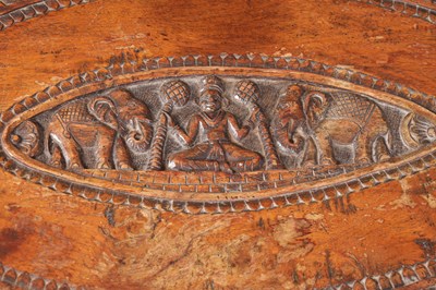 Lot 88 - A 19TH CENTURY ANGLO-INDIAN CARVED HARDWOOD OVAL OCCASIONAL TABLE