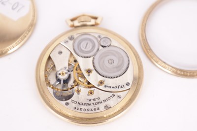 Lot 269 - A 10CT ROLLED GOLD MASONIC POCKET WATCH BY ELGIN NATIONAL WATCH CO. USA