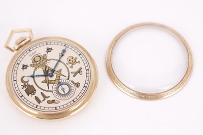 Lot 269 - A 10CT ROLLED GOLD MASONIC POCKET WATCH BY ELGIN NATIONAL WATCH CO. USA