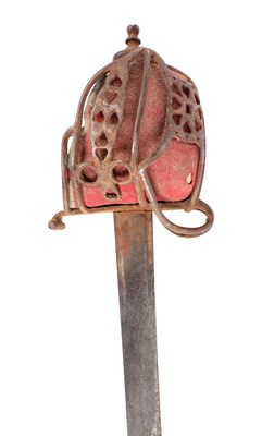 Lot 355 - AN EARLY SCOTTISH BASKET HILTED BROAD SWORD