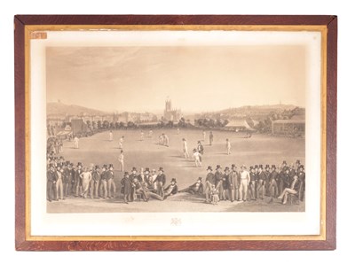 Lot 736 - A 19TH CENTURY ENGRAVED CRICKETING PRINT ENTITLED 'THE CRICKET MATCH'