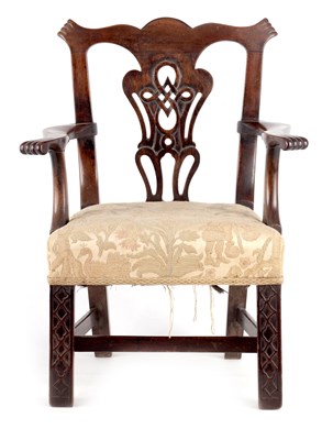 Lot 1125 - A 19TH CENTURY CHIPPENDALE STYLE CHILD'S CHAIR