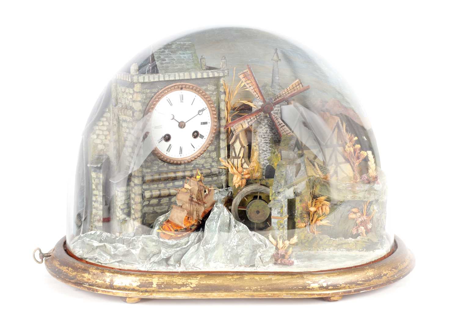 Lot 574 - A LATE 19TH CENTURY MUSICAL DIORAMA AUTOMATON CLOCK UNDER DOME