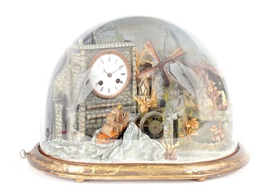 Lot 896 - A LATE 19TH CENTURY MUSICAL DIORAMA AUTOMATON CLOCK UNDER DOME