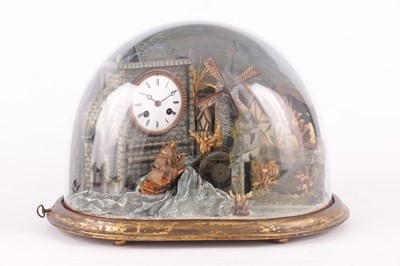 Lot 574 - A LATE 19TH CENTURY MUSICAL DIORAMA AUTOMATON CLOCK UNDER DOME