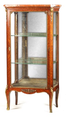 Lot 977 - A 19TH CENTURY KINGWOOD BRASS INLAID AND ORMOLU MOUNTED DISPLAY CABINET