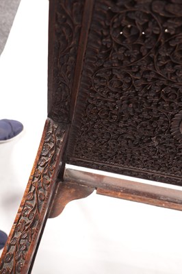 Lot 154 - A 19TH CENTURY ANGLO-INDIAN HARDWOOD THREE-SEATER SETTEE
