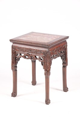 Lot 214 - A 19TH CENTURY CHINESE HARDWOOD SQUARE JARDINIERE STAND