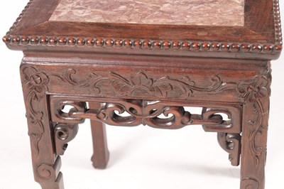 Lot 214 - A 19TH CENTURY CHINESE HARDWOOD SQUARE JARDINIERE STAND