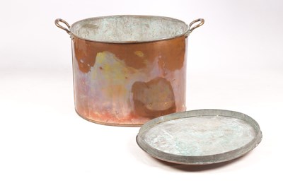 Lot 523 - A LARGE LATE 19TH CENTURY COPPER LIDDED COOKING POT