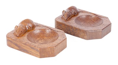 Lot 688 - A MATCHED PAIR OF ROBERT 'MOUSEMAN' THOMPSON SHALLOW OAK TRINKET DISHES