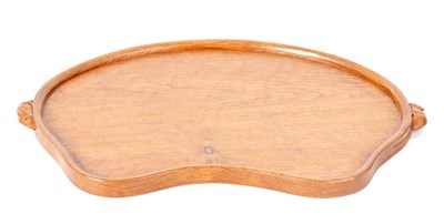 Lot 691 - A ROBERT 'MOUSEMAN' THOMPSON AZED HONEY COLOURED OAK TRAY