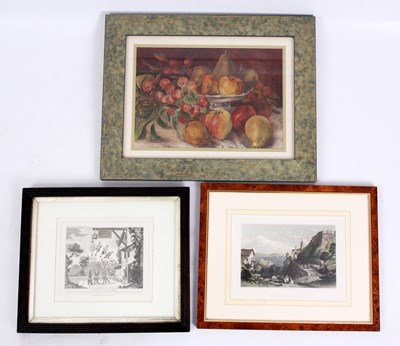 Lot 433 - WATERCOLOUR - STILL LIFE SCENE OF FRUIT ON A...