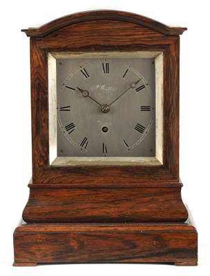 Lot 882 - J. WRIGHT, LONDON  A SMALL MID 19TH CENTURY ENGLISH ROSEWOOD FUSEE MANTEL CLOCK