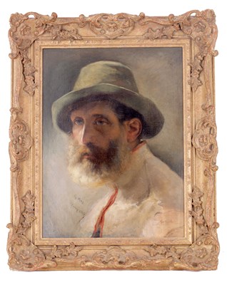 Lot 705 - GABRIEL VON MAX (1840 - 1915) OIL ON BOARD