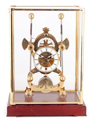 Lot 905 - A 20TH CENTURY BRASS 'HARRISONS SEA CLOCK' STYLE SKELETON CLOCK