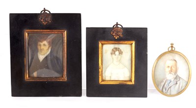 Lot 748 - A SELECTION OF THREE 19TH CENTURY MINIATURES ON IVORY