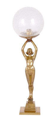 Lot 579 - A BANKSWAY ART DECO BRONZE FIGURAL LAMP