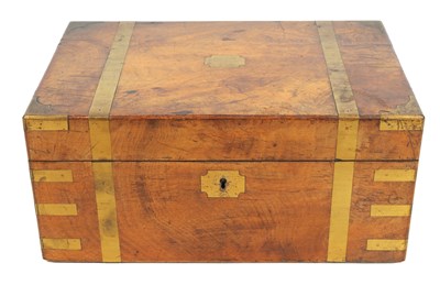 Lot 687 - A 19TH CENTURY ENGLISH BRASS BOUND MAHOGANY WRITING BOX