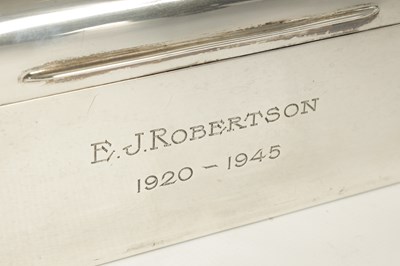 Lot 273 - A LARGE SILVER CIGAR BOX PRESENTED TO E. J. ROBERTSON OF THE DAILY EXPRESS