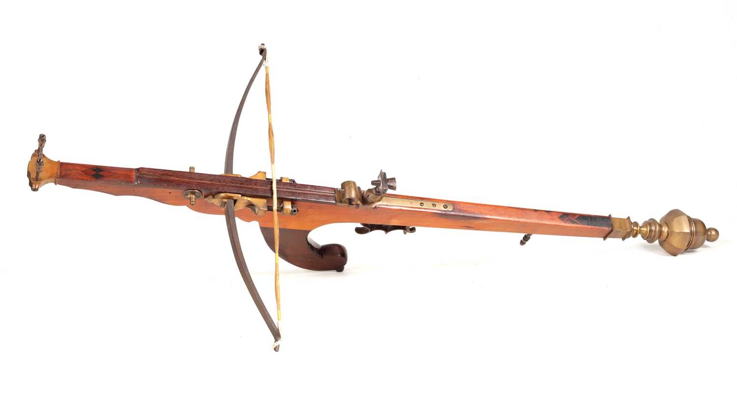 Lot 353 - A LARGE 19TH CENTURY BELGIAN TARGET CROSSBOW