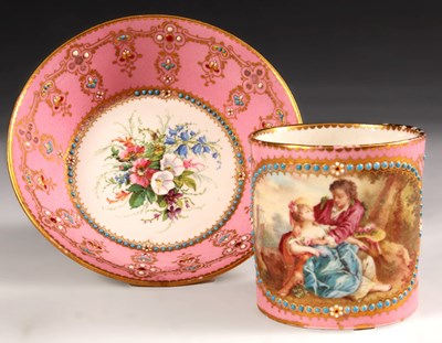 Lot 81 - An 18th Century pink ground Sevres CABINET CUP...