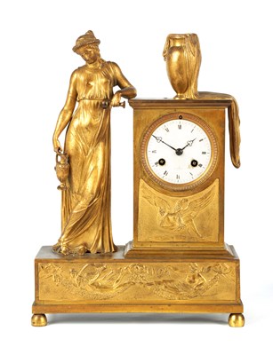 Lot 917 - AN EARLY 19TH CENTURY FRENCH FIGURAL ORMOLU MANTEL CLOCK