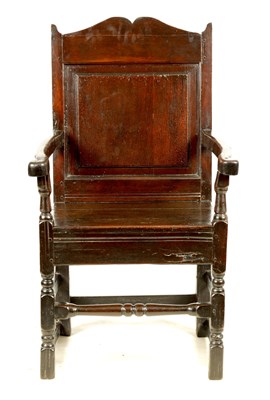 Lot 1106 - AN EARLY 18TH CENTURY WELSH OAK WAINSCOT CHAIR