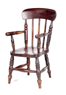 Lot 1143 - A 19TH CENTURY STAINED ELM AND ASH WELSH CHILD'S CHAIR