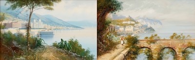 Lot 456 - M. GIANNI 1873-1956
 A PAIR OF GOUACHE
 Bay of...