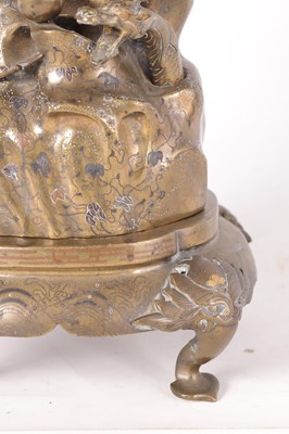 Lot 205 - A 19TH CENTURY JAPANESE MIXED METAL INLAID BRONZE CENSER