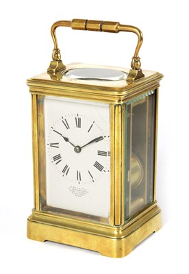 Lot 770 - LE ROY & FILS, FRANCE A RARE LATE 19TH CENTURY BRASS CASED BOTTOM WIND STRIKING CARRIAGE CLOCK