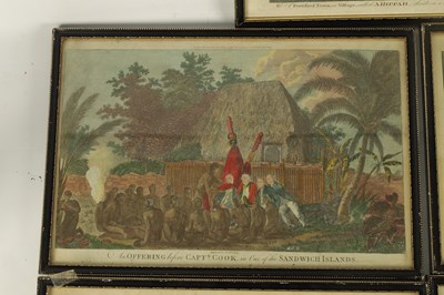 Lot 822 - A SET OF FIVE LATE 18TH/EARLY 19TH CENTURY HAND COLOURED COPPERPLATE CAPTAIN COOK ENGRAVINGS OF NEW ZEALAND