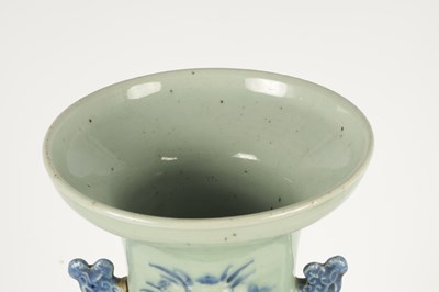 Lot 63 - A LARGE 18TH/19TH CENTURY CHINESE CELADON AND UNDERGLAZE BLUE VASE