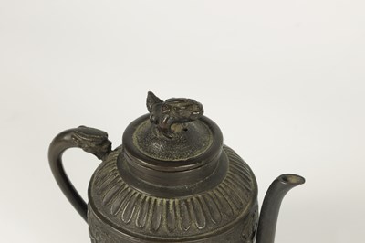 Lot 190 - A SMALL 19TH CENTURY CHINESE PATINATED BRONZE TEAPOT