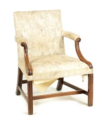 Lot 1038 - A GEORGE III MAHOGANY GAINSBOROUGH CHAIR