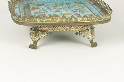Lot 83 - AN 19TH CENTURY CHINESE CLOISONNE ORMOLU MOUNTED TRAY