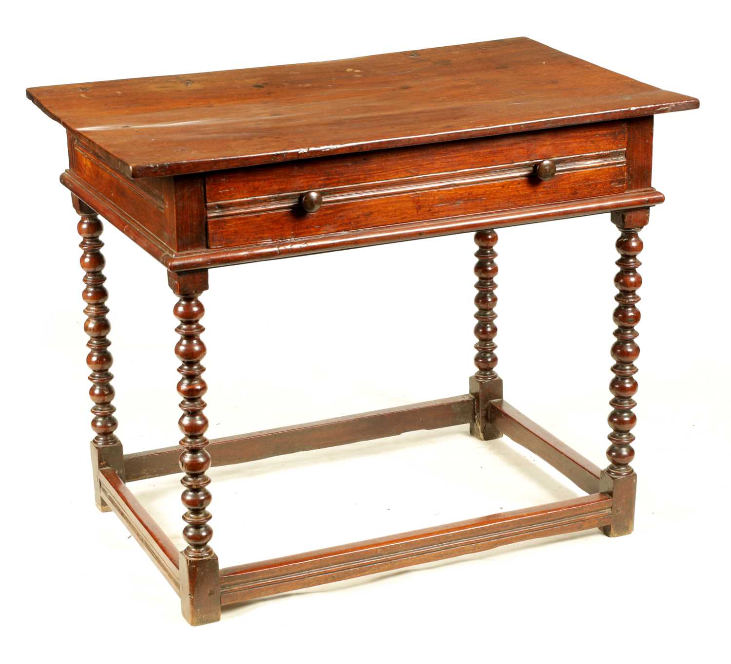 Lot 1011 - AN UNUSUAL WILLIAM AND MARY EXOTIC WOOD BOBBIN TURNED SIDE TABLE