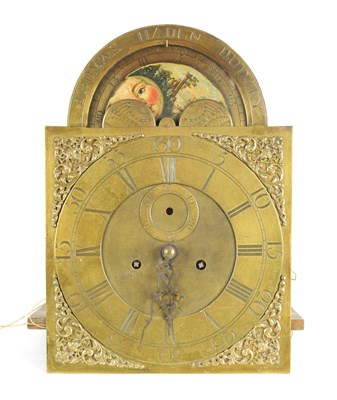 Lot 805 - A LATE 18TH CENTURY 12” BRASS ARCHED DIAL EIGHT DAY LONGCASE MOVEMENT BY THOMAS HADDEN, DUDLEY