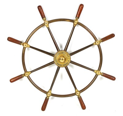 Lot 510 - A 20TH CENTURY 8 SPOKE SHIPS WHEEL MADE BY BROWN BROS & CO LTD, ROSEBANK IRONWORKS, EDINBURGH