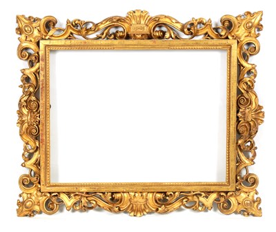 Lot 1127 - A 19TH CENTURY CARVED GILT GESSO FLORENTINE FRAME