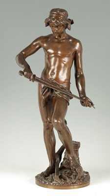 Lot 584 - ADRIEN-ETIENNE GAUDEZ, FRENCH (1845-1902) A 19TH CENTURY FIGURAL BRONZE SCULPTURE