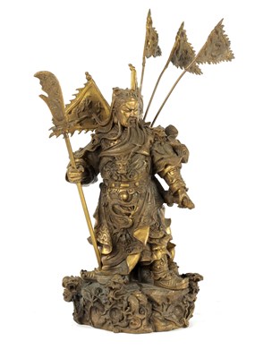 Lot 106 - A 20TH CENTURY BRONZE FIGURE OF A CHINESE WARRIOR
