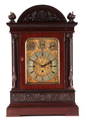 Lot 804 - A LATE 19TH CENTURY QUARTER CHIMING TRIPLE FUSEE BRACKET CLOCK